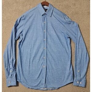 Buttercloth Cotton Blend Regular Fit Button Down Shirt Blue Long Sleeve Sz Small